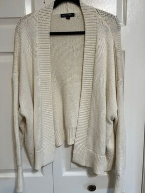 Banana Republic Cream Open-Front Ribbed Knit Cardigan